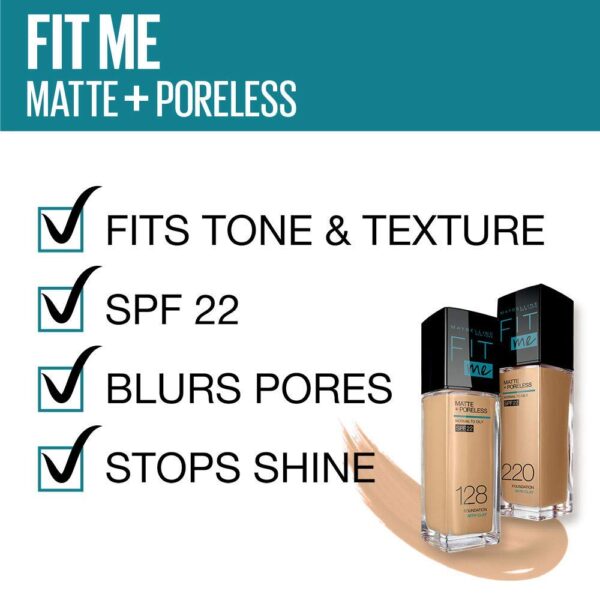 Maybelline New York Fit Me Matte+Poreless Liquid Full Coverage Foundation For Oily Skin Tube - Image 4