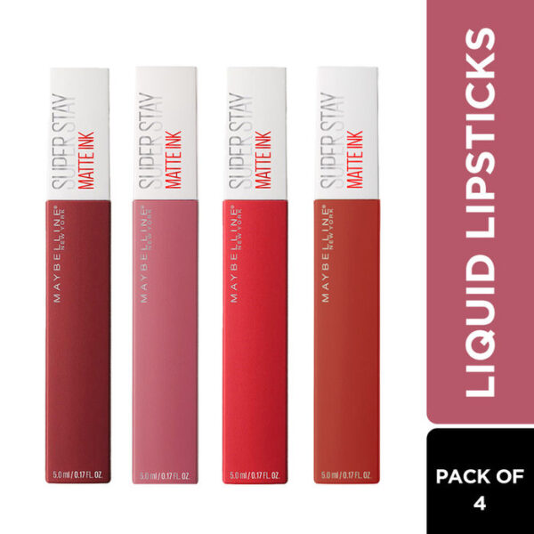 Maybelline New York Superstay Matte Ink Liquid Lipstick - Pack of 4