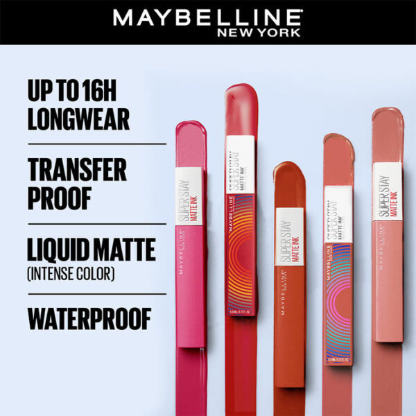 Maybelline New York Superstay Matte Ink Liquid Lipstick - Pack of 4 - Image 3